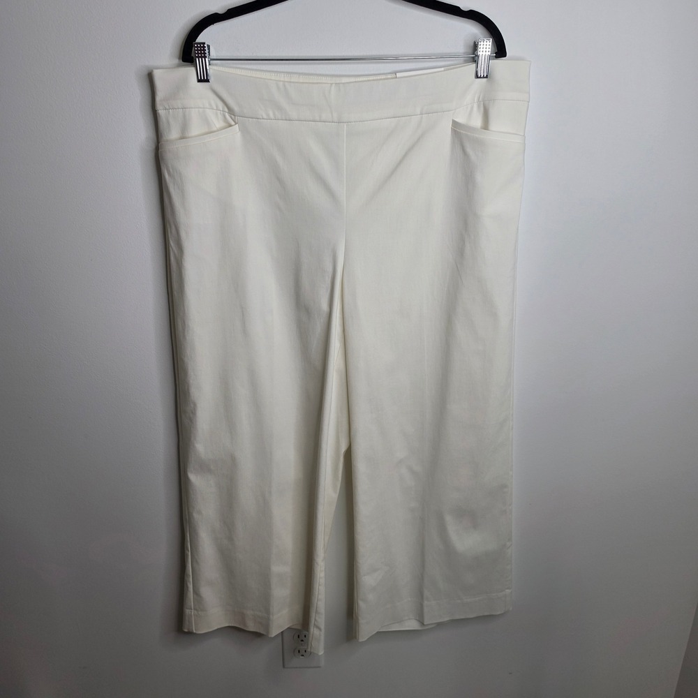 Chico's Brigitte Wide Leg Crop Pants Women 3.5R (18R) Alabaster White